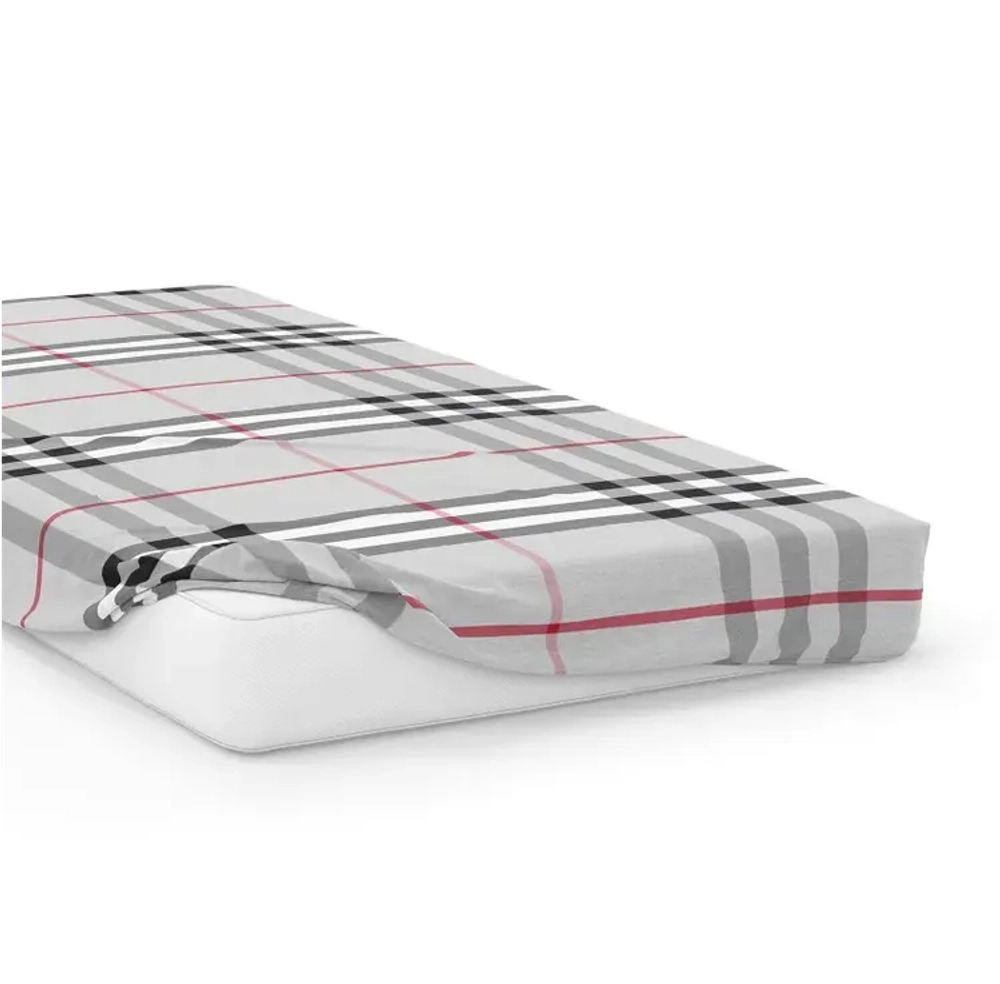 Простыня на резинке 200*90*25 SQUARE BURBERRY GREY, 100% хлопок