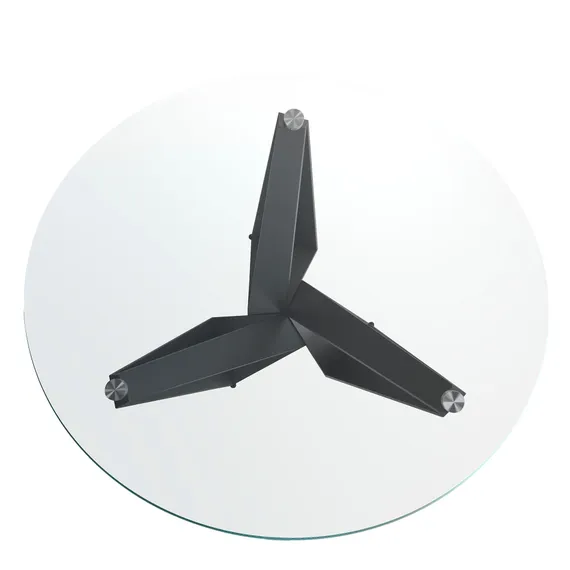 Стеклянный круглый стол c черными ножками CT2061 /1045 Ø150