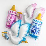 Шар (31''/79 см) Фигура, Фигура, Бутылочка для девочки (сердечки), Розовый 1 шт.