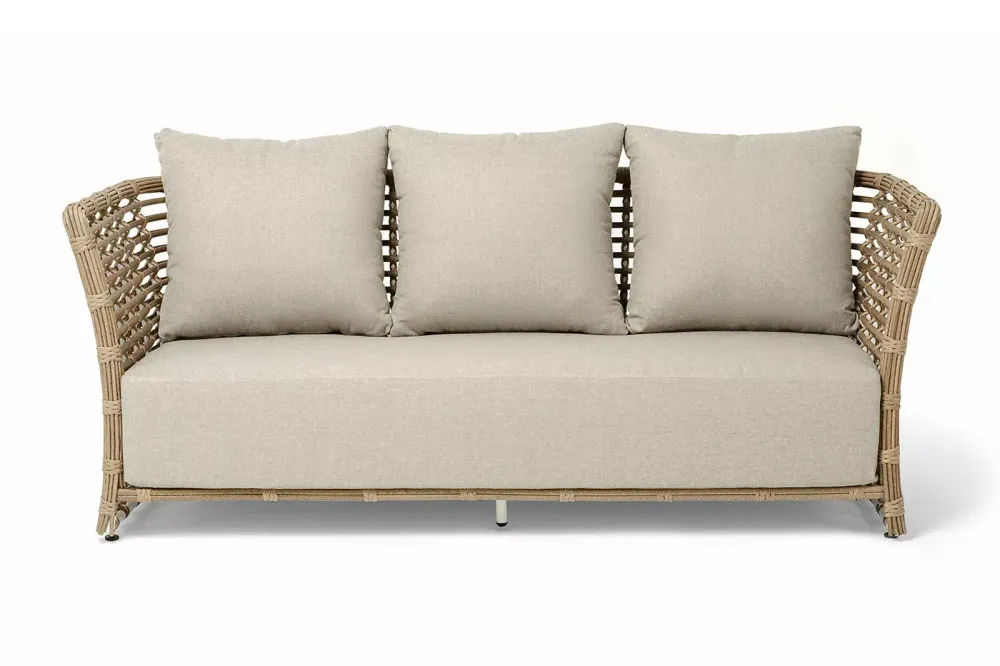 "Валенсия" диван из искусственного ротанга трехместный, цвет соломенный