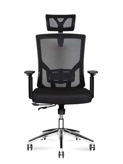 Кресло офисное Норден / Гарда SL / черный пластик / черная сетка / черная ткань / база хром