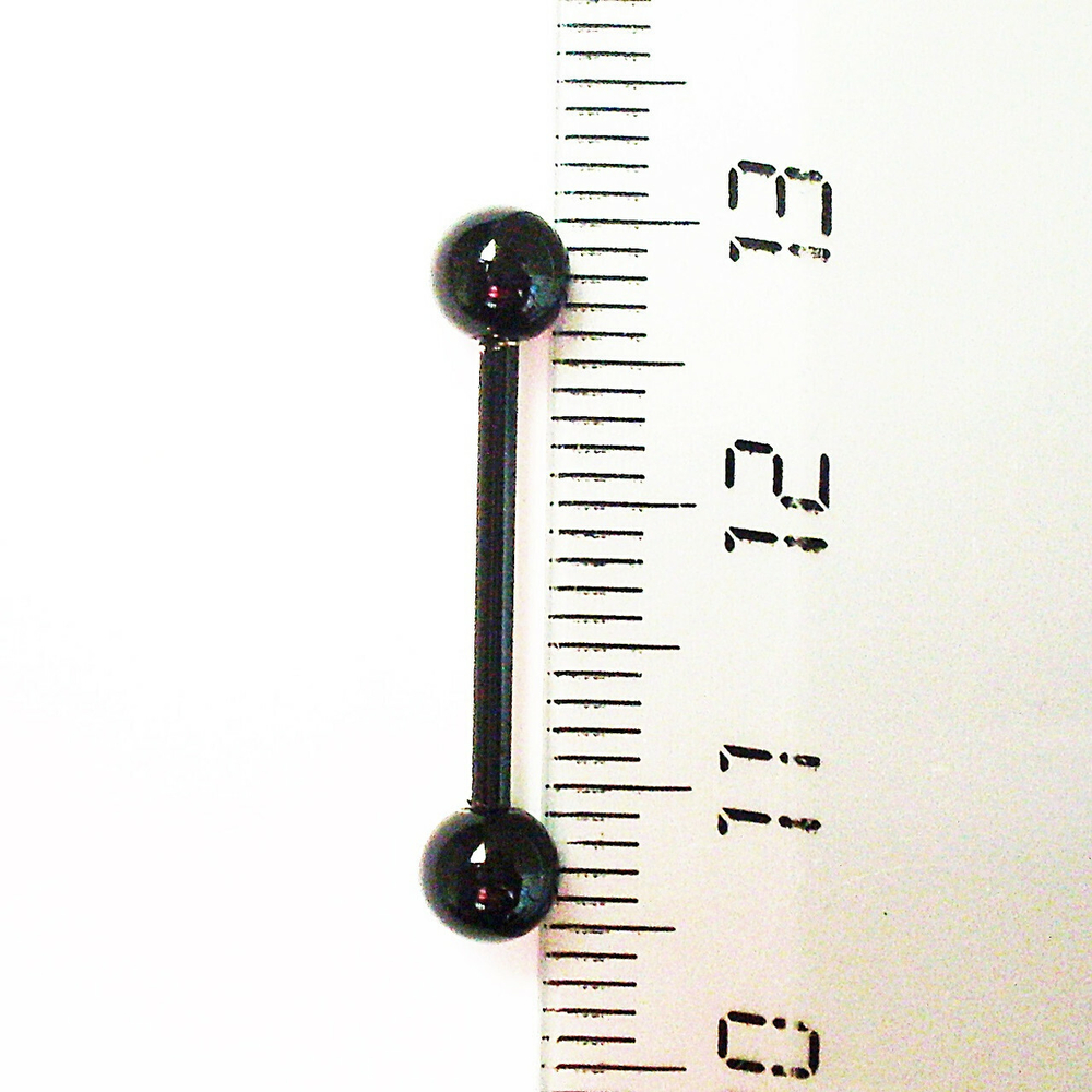Серьги для пирсинга языка, длина штанги 16 мм, толщина 1,4 мм, шарики 5 мм. Сталь 316L, титановое анодирование