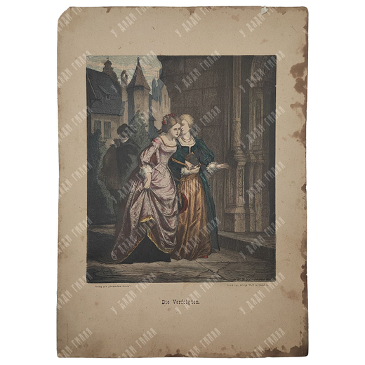 Подслушивающий. Гравюра на металле, акварель. Дрезден, 2-я пол. XIX в.