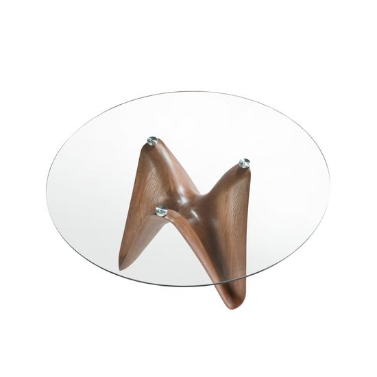 Круглый обеденный стол из закаленного стекла и ореха 1126-Ø130 Испания