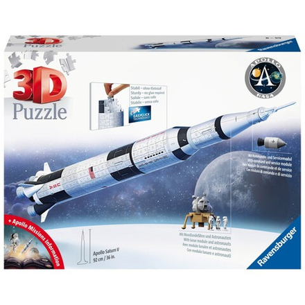 Пазл 3D Ravensburger 115457 Ракета Apollo Saturn V 504 элемента 115457