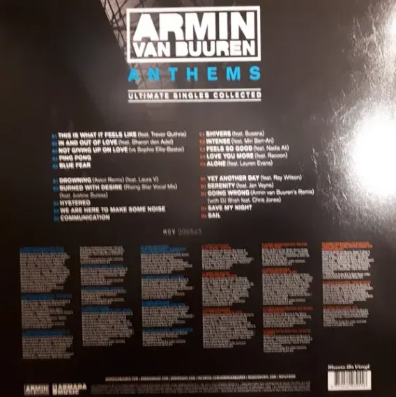Armin van Buuren - Anthems (Ultimate Singles Collected) - Coloured Blue, Black & White 2LP