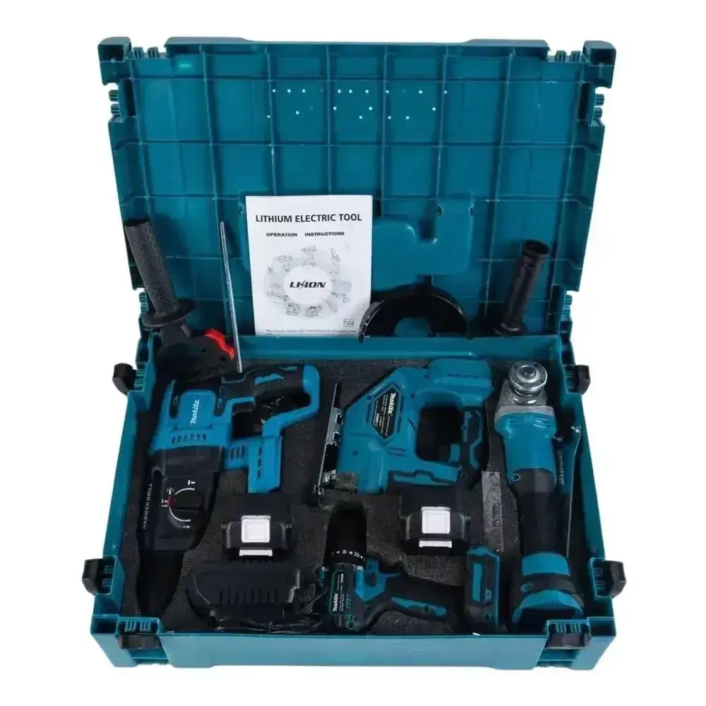 Набор инструментов аккумуляторных 4в1 Лобзик, Болгарка, Шуруповерт, Перфоратор