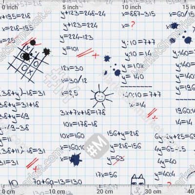 Школьная тетрадь с уравнениями и кляксами by Зиновьева Светлана 169 DPI