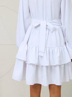 Платье праздничное ярусное с воланами для девочки белое