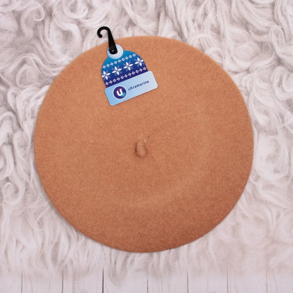 Берет женский из овечьей шерсти «Elegance», цвет бежевый, р. 58 (лейбл ультрамарин, подвес)