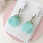 LEFIREL' Серьги серебряные женские "Эвелина" с цветами из муранского стекла / ювелирные украшения из родированного серебра 925