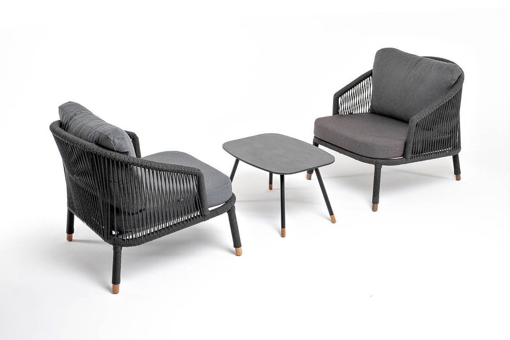 "Верона" лаунж-зона 5-местная плетеная из роупа (веревки), каркас алюминиевый темно-серый, роуп темно-серый