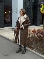 Дубленка миди шоколад