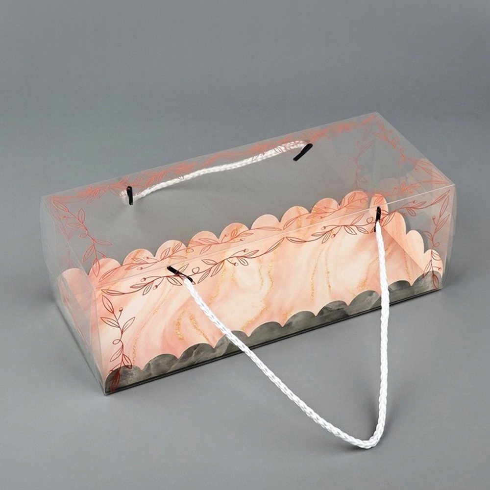 Коробка для рулета c веревочными ручками «Мрамор», 27×11×9.5 см