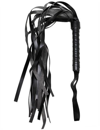 Черный многохвостый флогер с твёрдой ручкой - 46 см. (Цвет: черный)