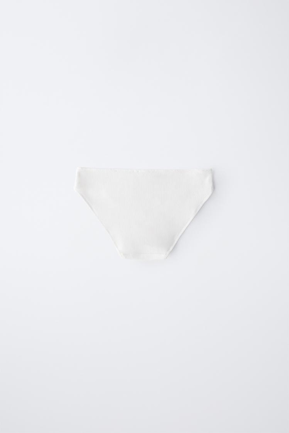 ZARA НАБОР ИЗ ТРЕХ ТРУСОВ В РУБЧИК С НАШИВКОЙ, ЭКРЮ