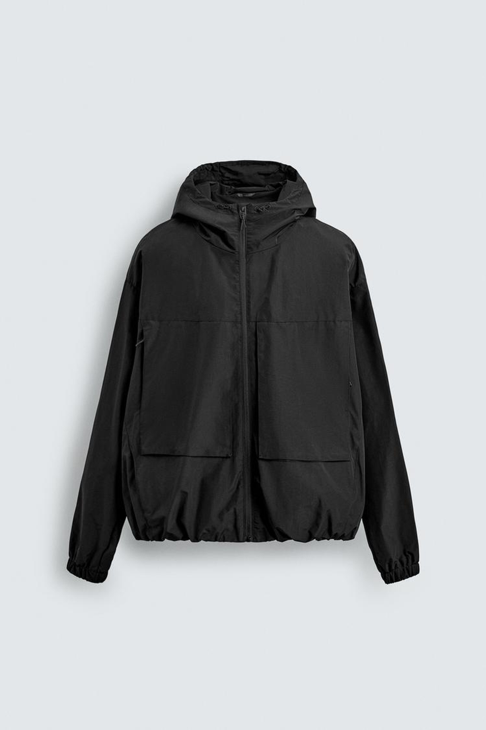 ZARA КУРТКА ИЗ ТЕХНИЧЕСКОЙ ТКАНИ С ФЛИСОМ, ЧЕРНЫЙ