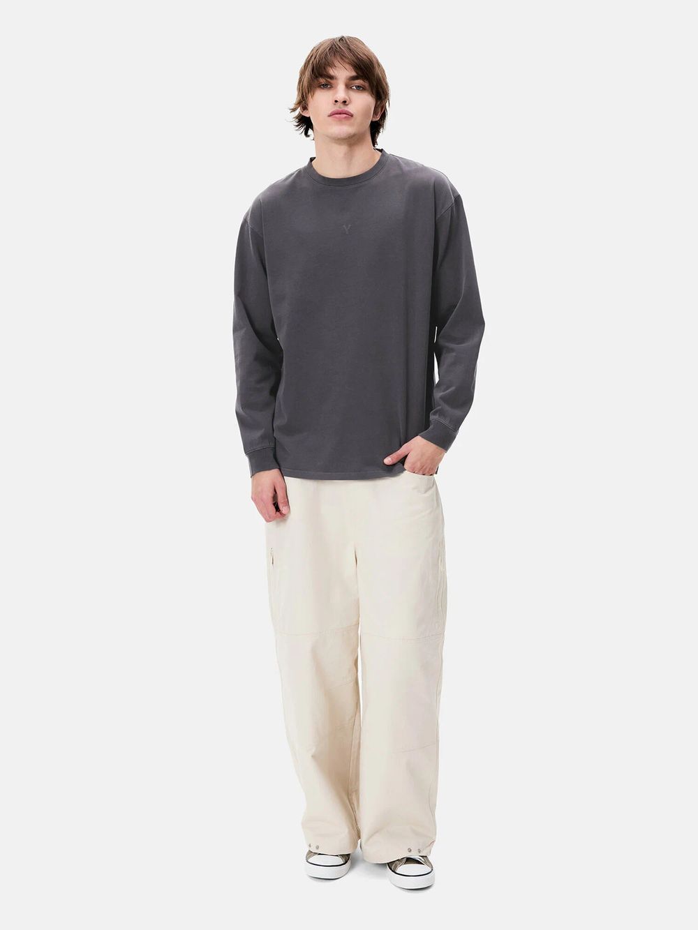 Лонгслив Яндекс Garment Dyed графитовый