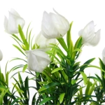 Светильник на солн.батарее (фигура на спице с подсветкой) «Тюльпаны» 75 см, Белый (свечение тепл.белый)