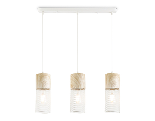 Светильник подвесной TR8499/3 WH/WD белый/дерево E27/3 max 60W 550*100*1000