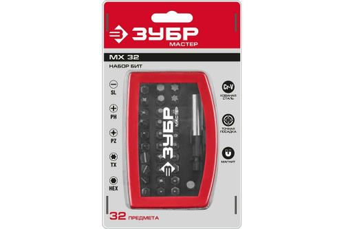 Набор бит "МХ-32" CR-V в компактном боксе Зубр 26393-H32