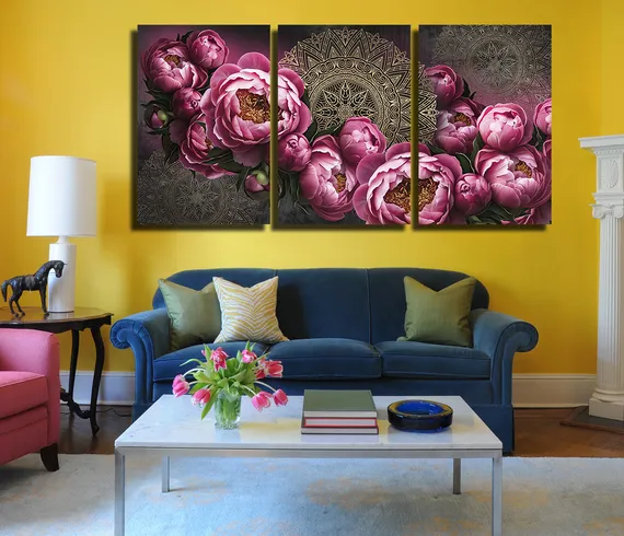 Модульная картина "Роскошные пионы"