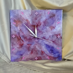 Уникальные дизайнерские часы из эпоксидной смолы. Квадрат 30 см. Ручная работа.