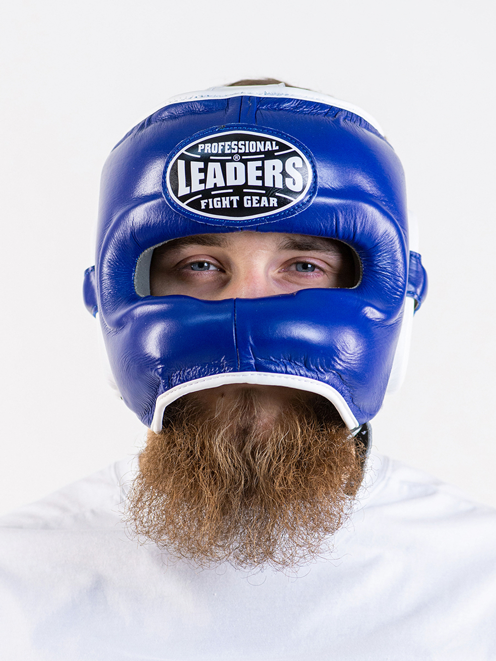 Шлем боксерский LEADERS LS BL/WH с бамперной защитой (сине-белый)