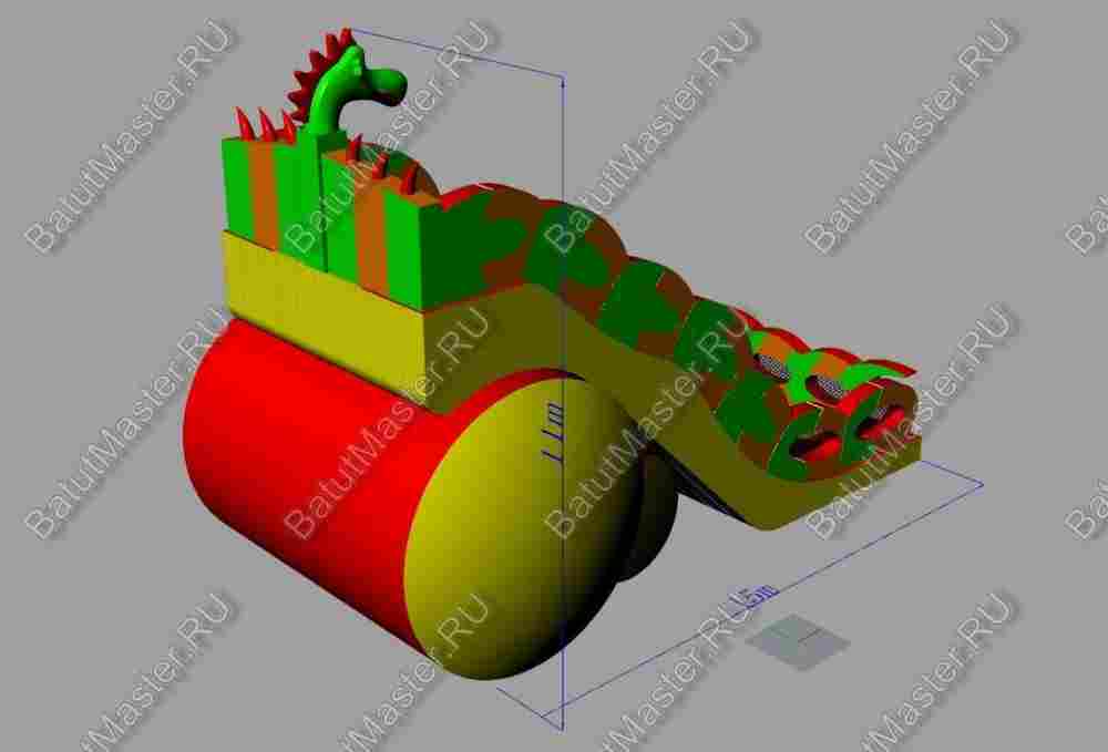 Коммерческий надувной батут-горка "Дракон" 16*8*11 м