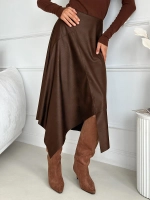 Юбка кожаная трапеция миди