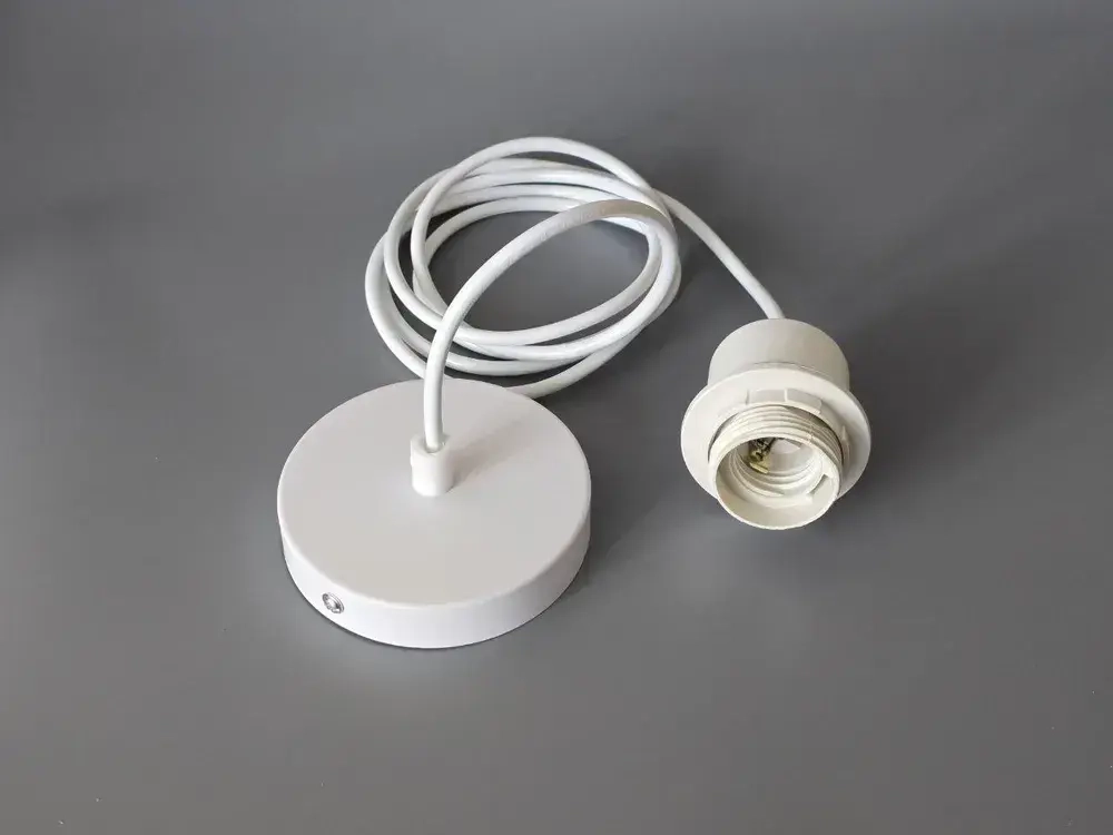 Патрон подвесной Е27 шнур подвес потолочный для светильника и люстры для лампы и абажура декоративный, белый, 1.9м, цоколь Е27, 60 Вт, 1 шт.