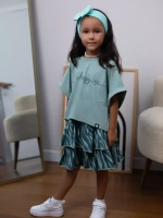 Летний костюм для девочки, юбка и футболка