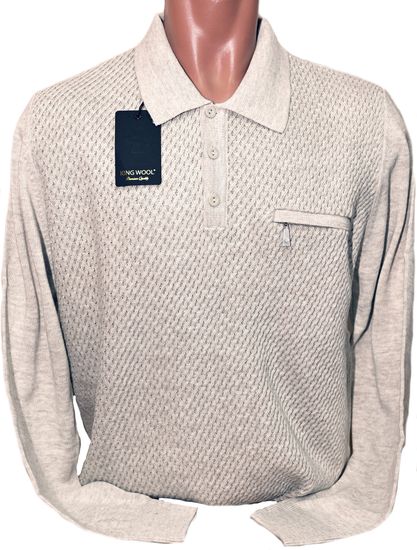 KING WOOL (Турция) из шерсти джемпер "POLO" Размеры (54-64)