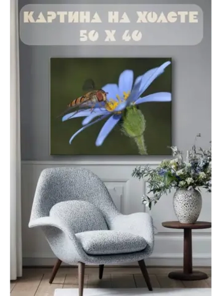 Картина на стену 40 X 50 Насекомое и цветок
