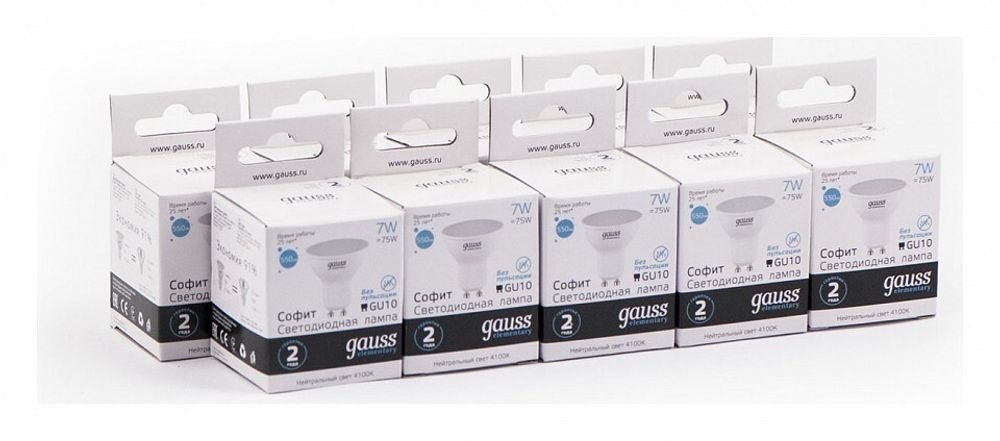 Лампа светодиодная Gauss Софит GU10 7Вт 4100K 13627