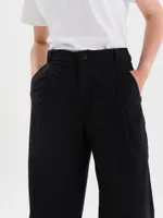 Брюки FOS широкие с защипами черные