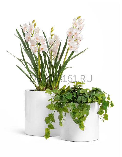 Кашпо TREEZ Effectory Gloss Цилиндр Белый глянцевый лак в-40 см, д-41 см 41.3320-05-038-WH-41