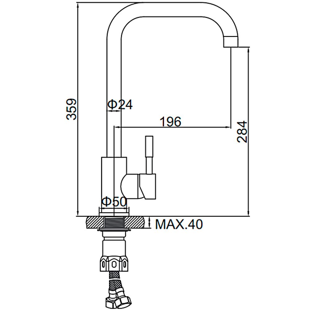 Смеситель для кухни LEDEME 4998-4 d-35 (Нержавейка), LEDEME
