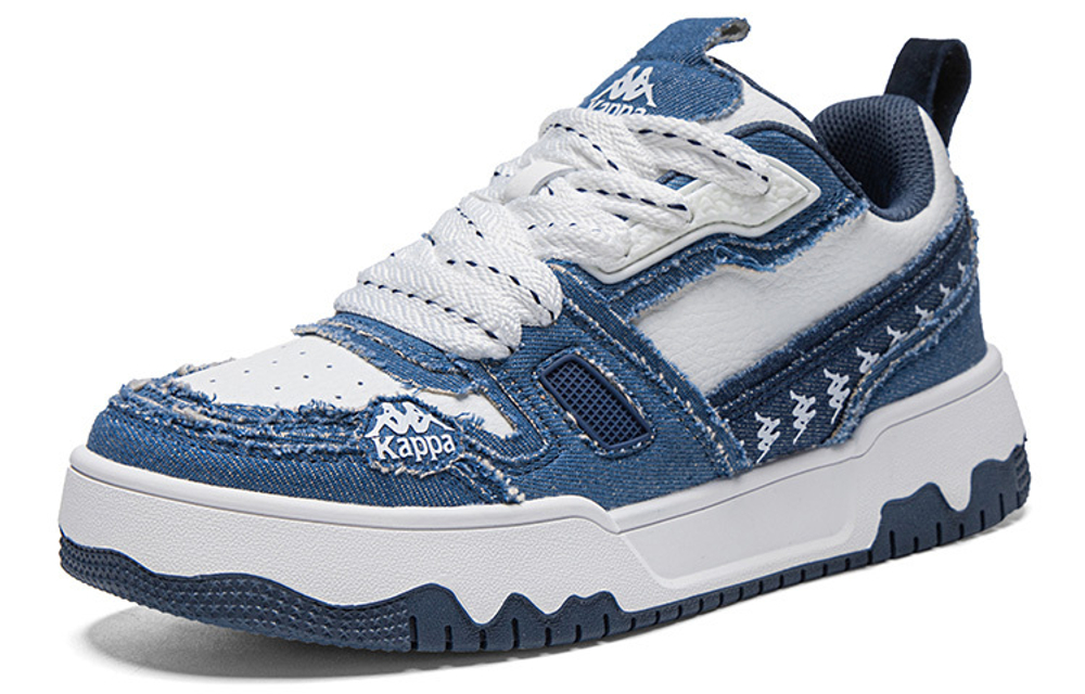 Kappa trend all-match non-slip wear-resistant lightweight low-top sneakers for men and women with the same style of white and blue