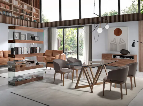 Стеллаж Angel Cerda 3091, орех, стекло