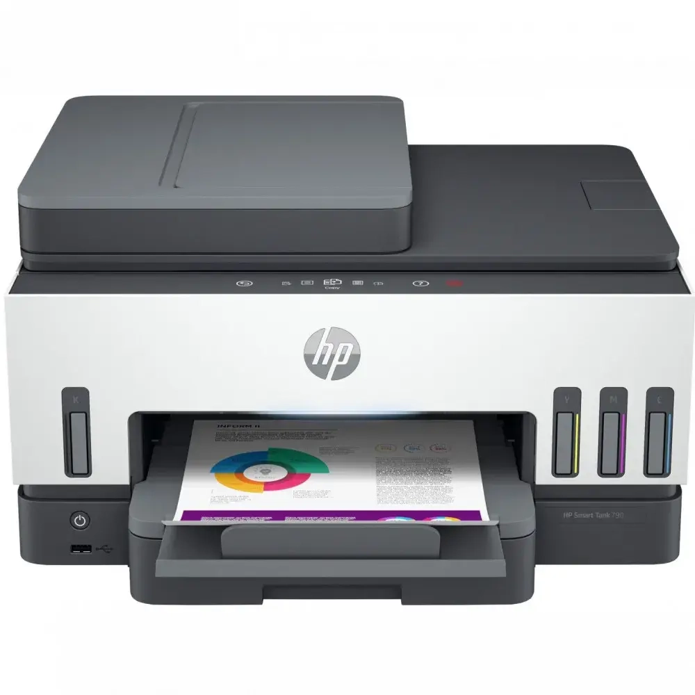 МФУ HP Smart Tank 790 (A4) Color Ink Printer/Scanner/Copier/Fax 1200 x 1200 dpi 15/9ppm. USB 2.0EthernetWi-Fi duty cycle 6000 pages