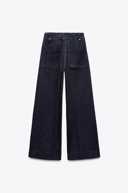 ZARA ДЖИНСЫ WIDE LEG С ВЫСОКОЙ ПОСАДКОЙ — ZW COLLECTION, СИНИЙ