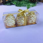 Свечи новогодние «Шишечки» 5,2 см (набор 3 шт), золото