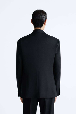 ZARA КОСТЮМНЫЙ БЛЕЙЗЕР ИЗ 100% ШЕРСТИ, ЧЕРНЫЙ