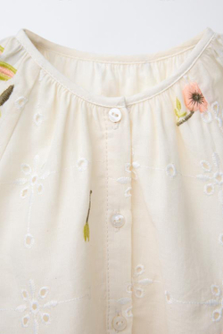 ZARA РУБАШКА С ВЫШИВКОЙ, БЕЛЫЙ