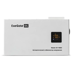 Стабилизатор напряжения настенный ExeGate Master AV-10000 (10000ВА, 140-260В, цветной дисплей, 5 уровней защиты, задержка, усиленный метал.корпус, клем.колодка+евророзетка, RTL)