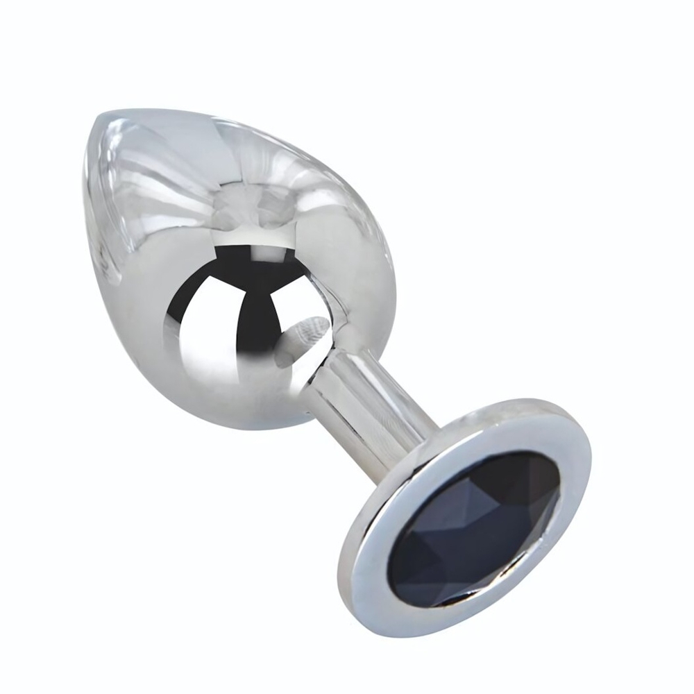 Большой стальной плаг с черным кристаллом Black Rave - 9,5 см. (Цвет: черный)