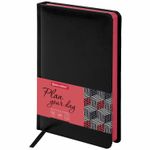 Ежедневник недатированный А5 138x213 мм BRAUBERG "Rainbow", под кожу, 136 л., черный/красный, 113498