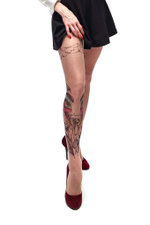 Колготки с принтом в виде глаз (Размер: S-M-L) (Цвет: бежевый)