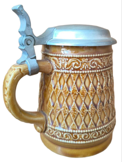Кружка пивная (керамика с оловянной крышкой) Германия